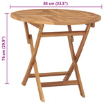 HKH Mesa de Jardim Dobrável 85x76 Cm Madeira Teca Maciça - Marrom