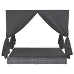 HKH Espreguiçadeira De Exterior Com Cortinas Em Vime Pe Cinzento - Cinzeto
