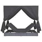 HKH Espreguiçadeira De Exterior Com Cortinas Em Vime Pe Cinzento - Cinzeto