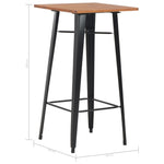 HKH Mesa de Bar Pinho Maciço e Preto em Aço
