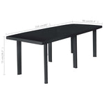 HKH Mesa de Jardim 216x90x72 Cm Plástico - Antracite
