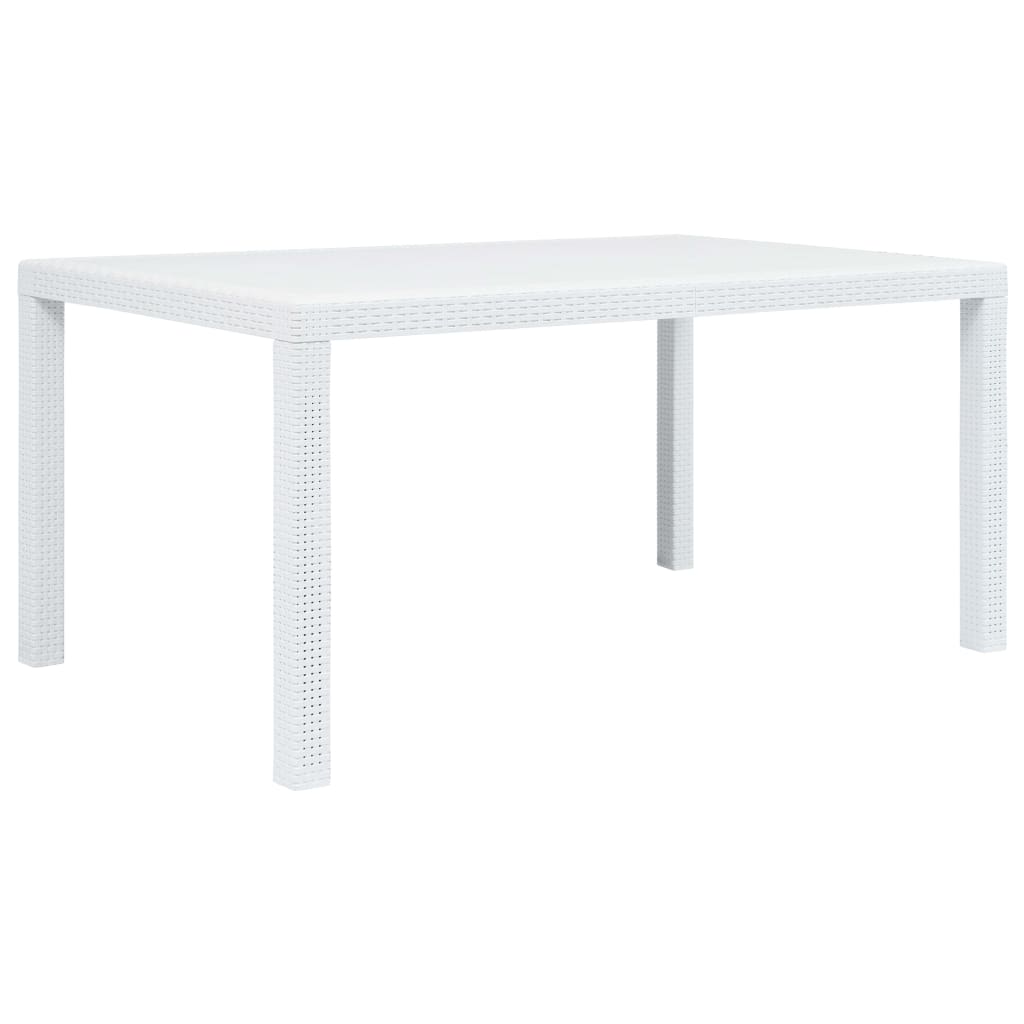 HKH Mesa de Jardim Plástico com Aspeto de Vime - Branco