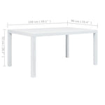 HKH Mesa de Jardim Plástico com Aspeto de Vime - Branco