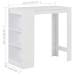HKH Mesa de Bar com Prateleira - Branco