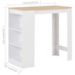 HKH Mesa de Bar com Prateleira - Branco