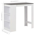 HKH Mesa de Bar com Prateleira - Branco