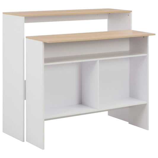 HKH Mesa de Bar com 2 Tampos Branco e em Carvalho