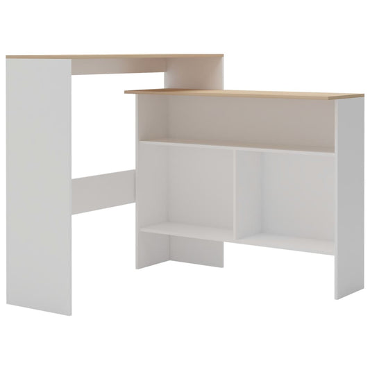HKH Mesa de Bar com 2 Tampos Branco e em Carvalho