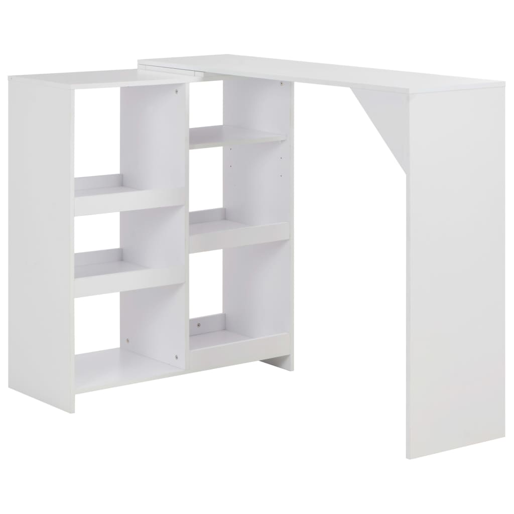 HKH Mesa de Bar con Estante Móvil - Blanco