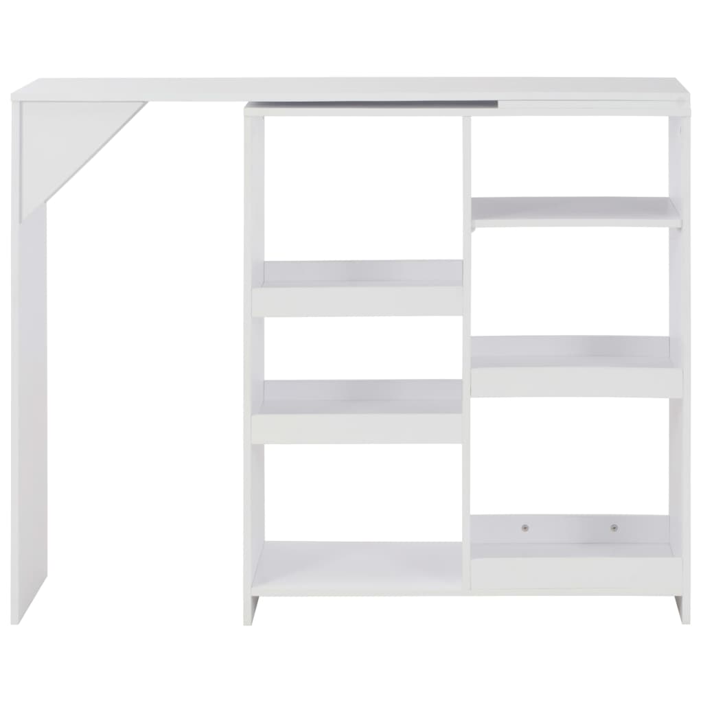 HKH Mesa de Bar con Estante Móvil - Blanco