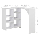 HKH Mesa de Bar com Prateleira Móvel - Branco