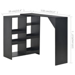 HKH Mesa de Bar com Prateleira Móvel - Preto