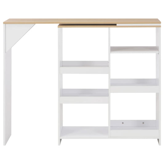 HKH Mesa de Bar com Prateleira Móvel - Branco