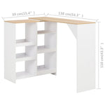 HKH Mesa de Bar com Prateleira Móvel - Branco