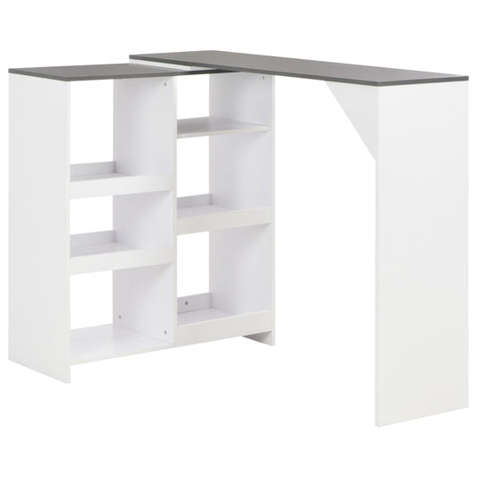 HKH Mesa de Bar con Estante Móvil - Blanco