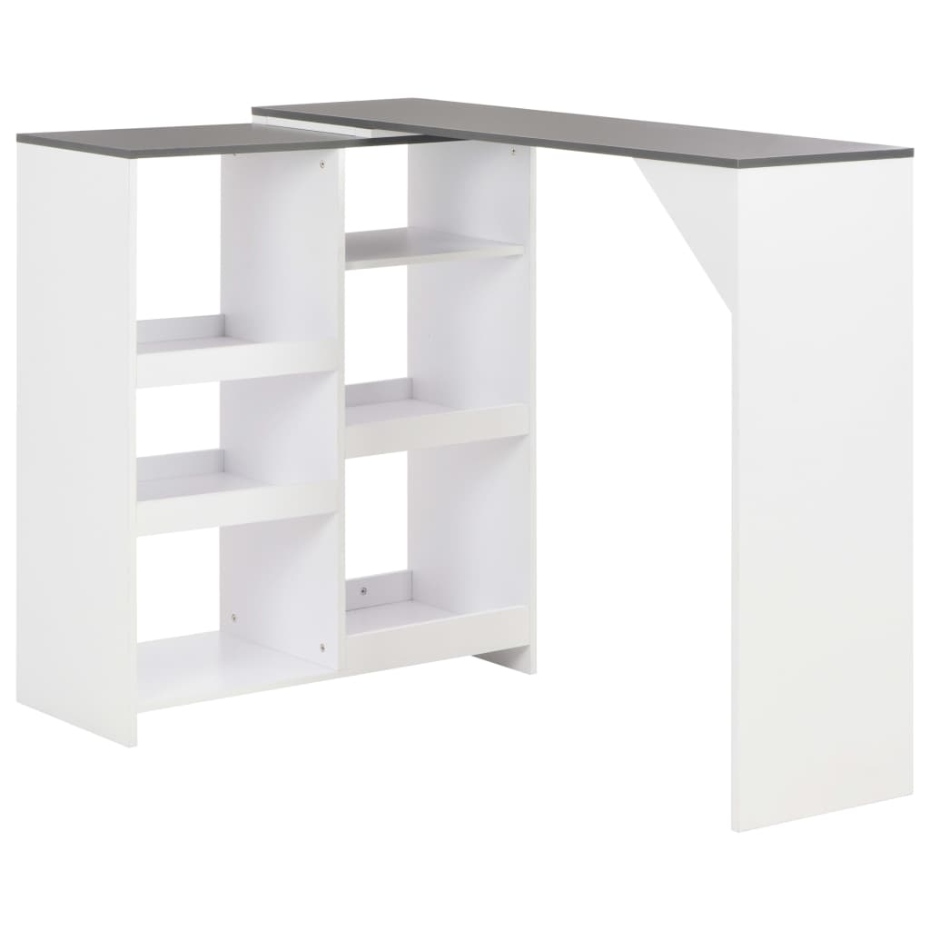 HKH Mesa de Bar con Estante Móvil - Blanco