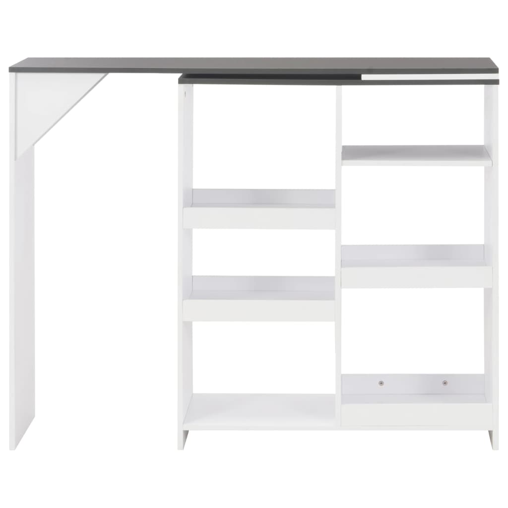 HKH Mesa de Bar con Estante Móvil - Blanco