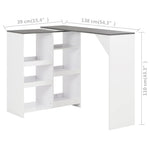 HKH Mesa de Bar com Prateleira Móvel - Branco