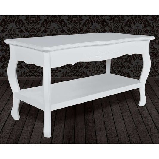HKH Mesa de Centro con 2 Estantes de MDF - Blanco