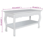 HKH Mesa de Centro com 2 Prateleiras Mdf - Branco