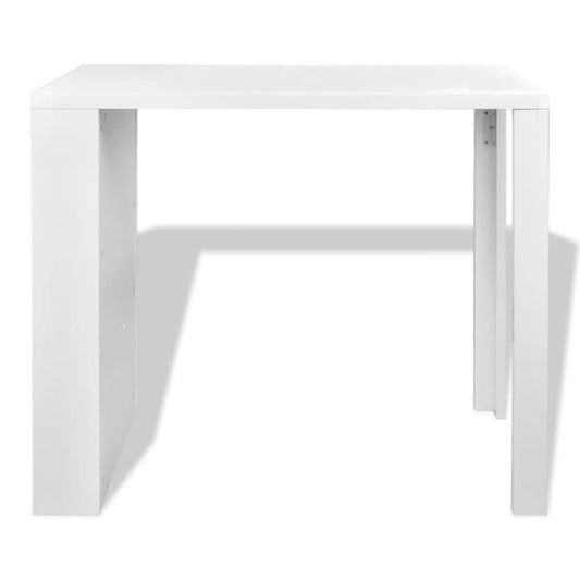 HKH Mesa de Bar em em MDF com Garrafeira- Branco Brilhante