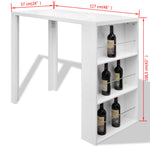 HKH Mesa de Bar em em MDF com Garrafeira- Branco Brilhante