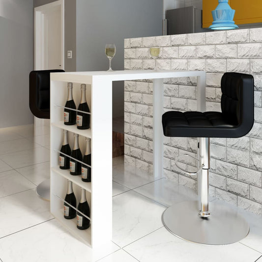 HKH Mesa de Bar em em MDF com Garrafeira- Branco Brilhante