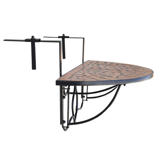 HKH Mesa de Varanda Suspensa Mosaico Terracota - Marrom