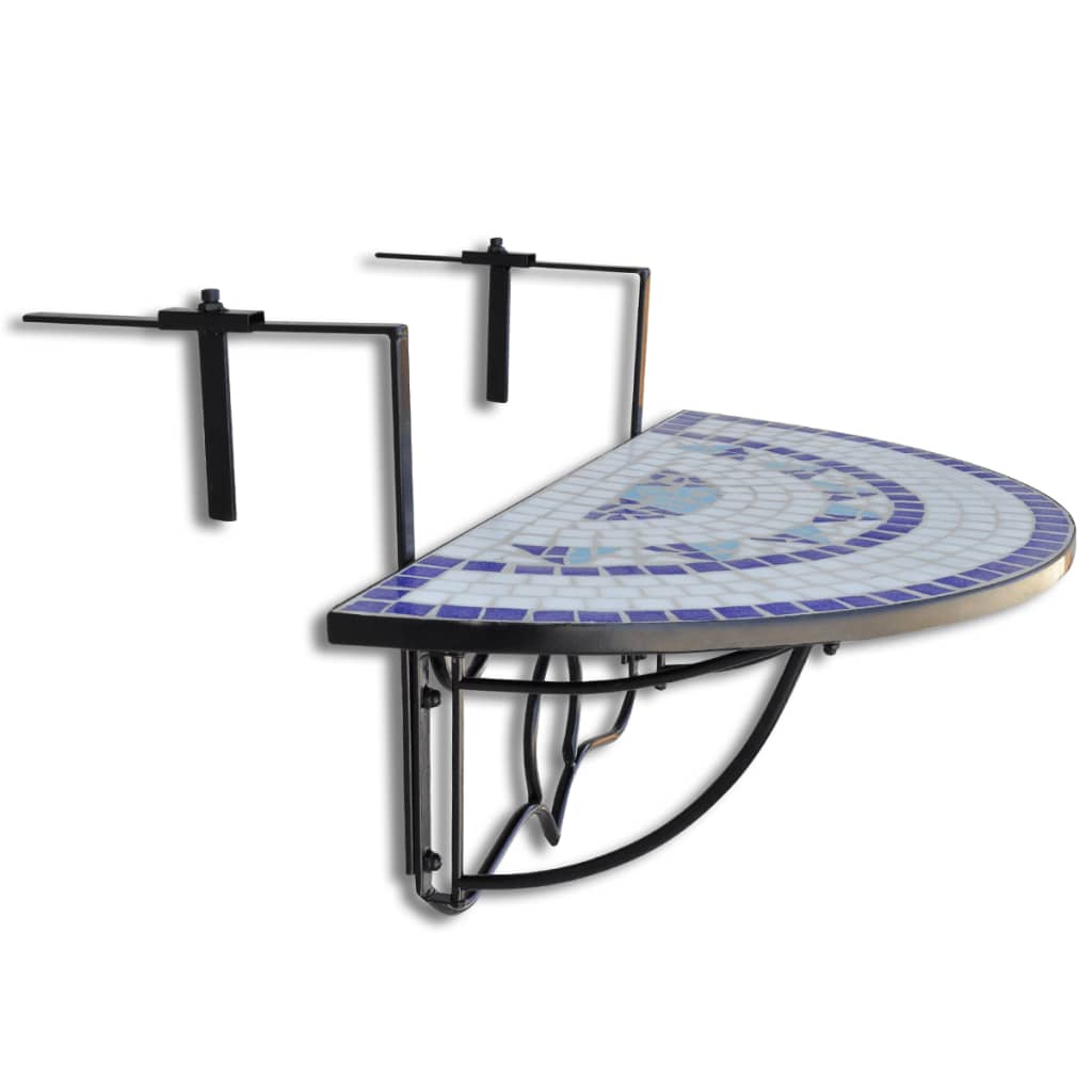 HKH Mesa de Varanda Suspensa Mosaico Azul e Branco - Multicolor