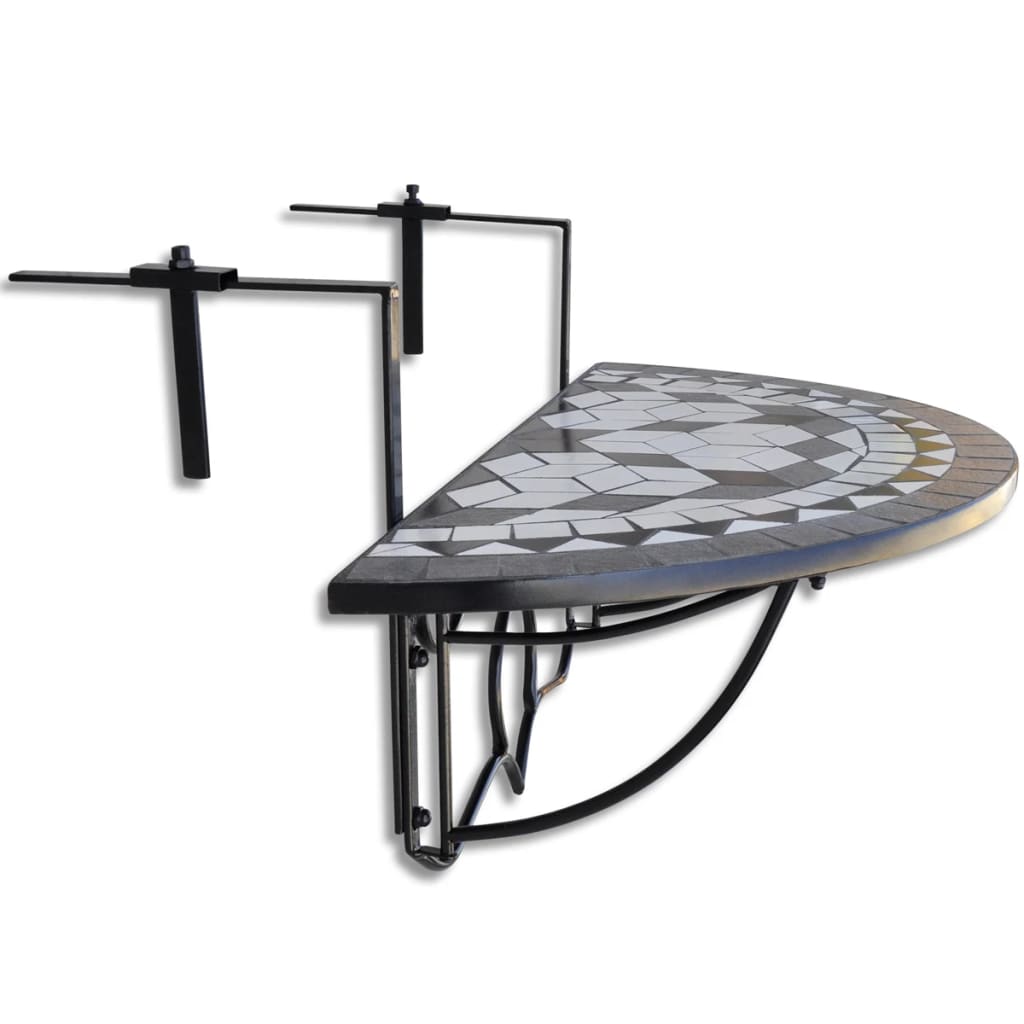 HKH Mesa de Varanda Suspensa Mosaico Preto e Branco - Multicolor