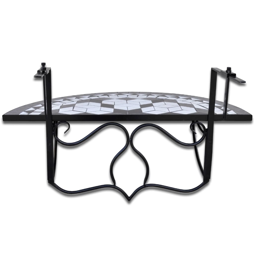 HKH Mesa de Varanda Suspensa Mosaico Preto e Branco - Multicolor