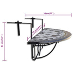 HKH Mesa de Varanda Suspensa Mosaico Preto e Branco - Multicolor