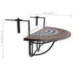 HKH Mesa de Varanda Suspensa Mosaico Terracota e Branco - Marrom