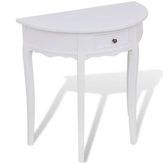 Mesa auxiliar semicircular HKH con cajón - Blanco