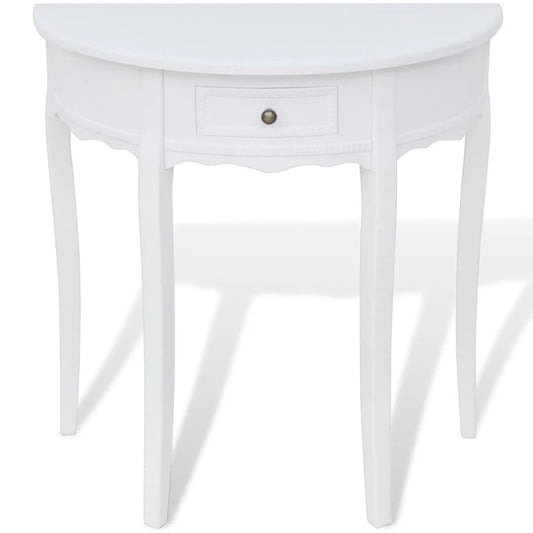 Mesa auxiliar semicircular HKH con cajón - Blanco