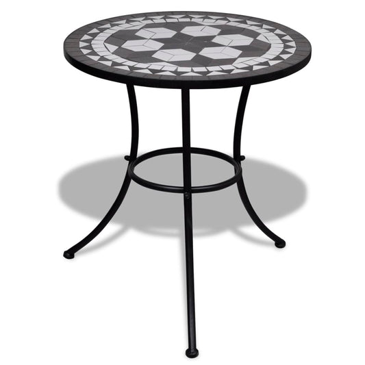 HKH Mesa de Bistrô 60 Cm Mosaico e Branco - Preto