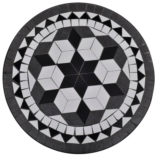 HKH Mesa de Bistrô 60 Cm Mosaico e Branco - Preto