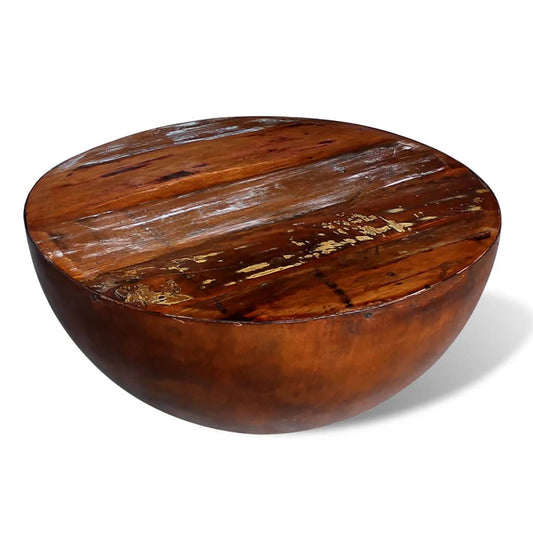 Mesa de centro HKH con forma de cuenco, de madera reciclada y acero