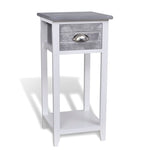HKH Mesa de Cabeceira com 1 Gaveta - Cinza e Branco