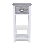 HKH Mesa de Cabeceira com 1 Gaveta - Cinza e Branco