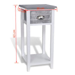 HKH Mesa de Cabeceira com 1 Gaveta - Cinza e Branco