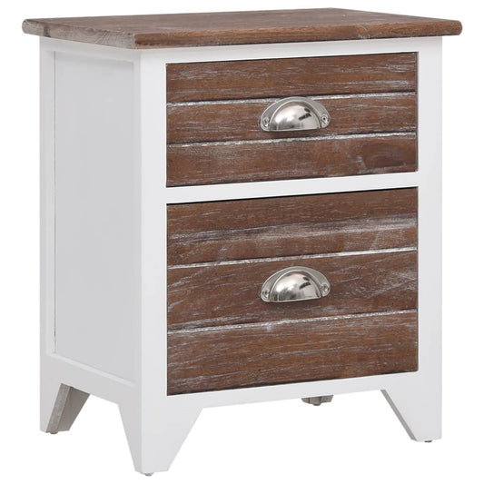 HKH Mesa de Cabeceira com 2 Gavetas 2 Pcs Castanho e - Branco