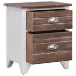 HKH Mesa de Cabeceira com 2 Gavetas 2 Pcs Castanho e - Branco