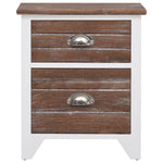 HKH Mesa de Cabeceira com 2 Gavetas 2 Pcs Castanho e - Branco