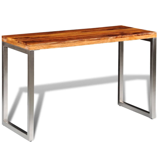 HKH Mesa de Comedor/escritorio Patas de Acero en Madera Maciza