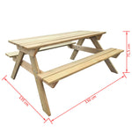 HKH Mesa de Piquenique 150x135x71,5 Cm Madeira - Verde