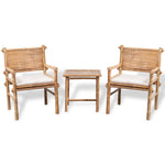 HKH 3 Pcs Conjunto Bistrô com Almofadões em Bambu - Marrom