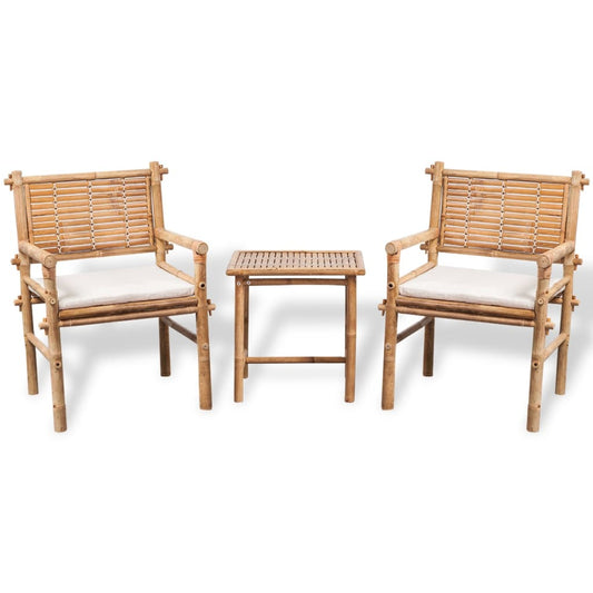 HKH 3 Pcs Conjunto Bistrô com Almofadões em Bambu - Marrom