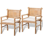 HKH 3 Pcs Conjunto Bistrô com Almofadões em Bambu - Marrom
