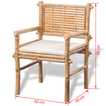 HKH 3 Pcs Conjunto Bistrô com Almofadões em Bambu - Marrom